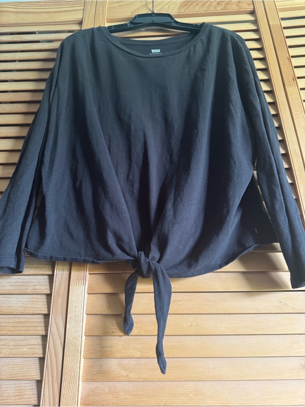 Levi's Black Long-Sleeve Tie-Front Top